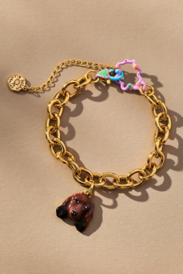 Susan Alexandra Pet Portrait Charm Bracelet In Gold