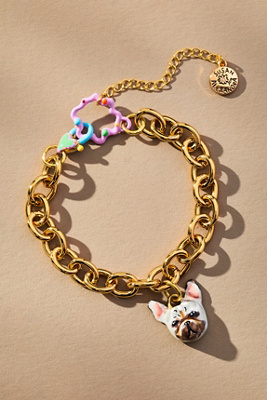 Susan Alexandra Pet Portrait Charm Bracelet In Gold