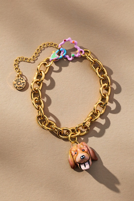 Susan Alexandra Pet Portrait Charm Bracelet In Gold