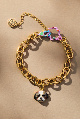 Susan Alexandra Pet Portrait Charm Bracelet In Gold