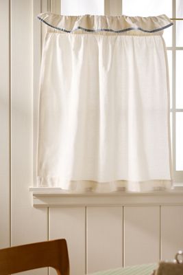 Ruffle Top Cotton Woven Cafe Curtain, Set of 2