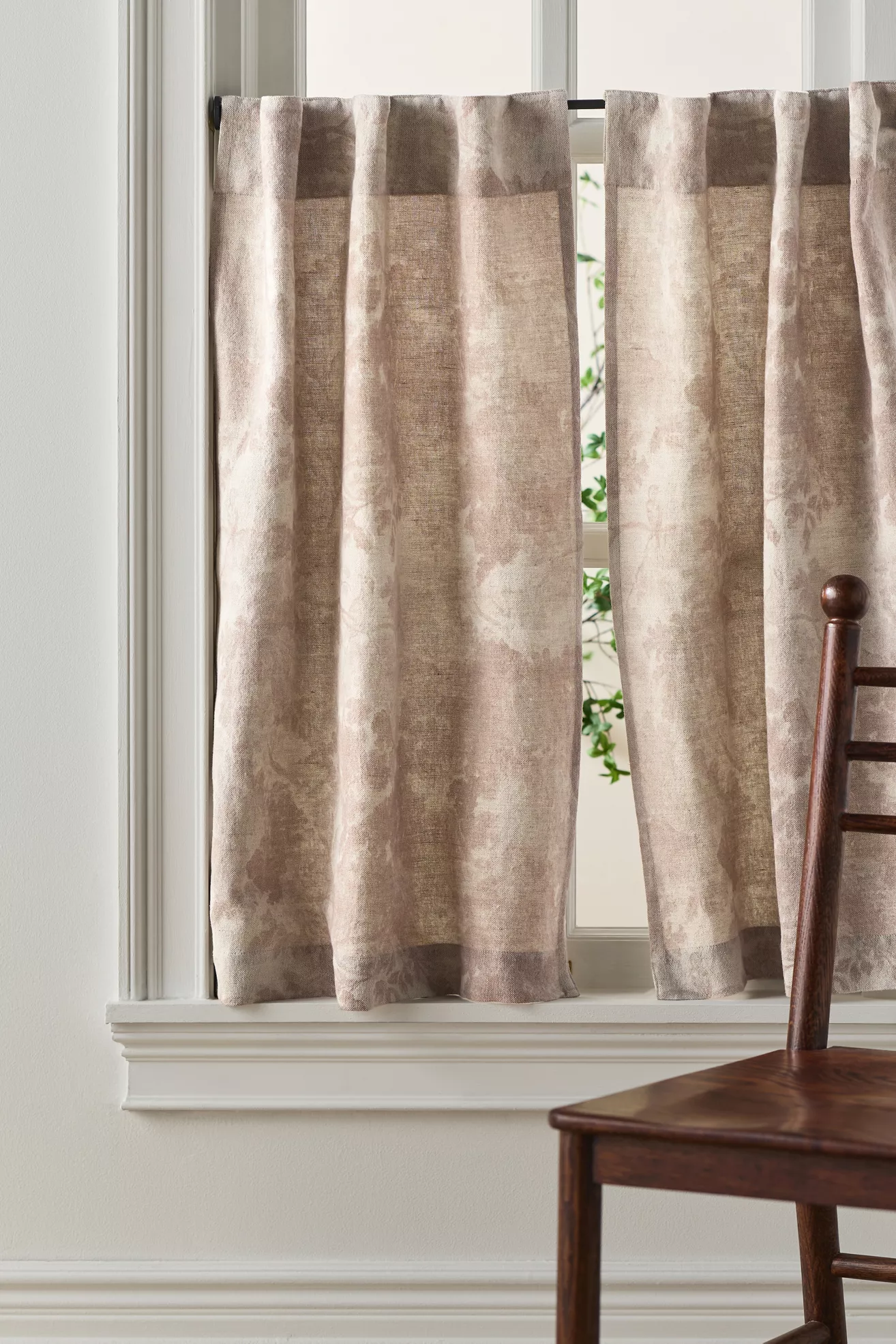 Judarn Cotton Linen Sepia Cafe Curtain, Set of 2