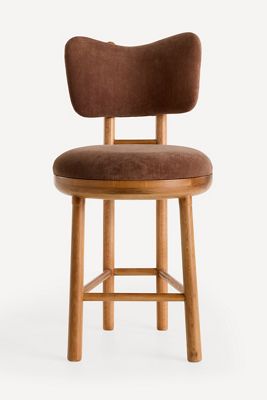 Irie Velvet Oak Wood Counter Stool
