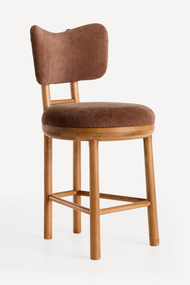 Irie Velvet Oak Wood Counter Stool #1