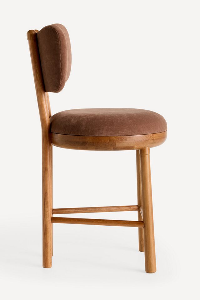 Irie Velvet Oak Wood Counter Stool #2