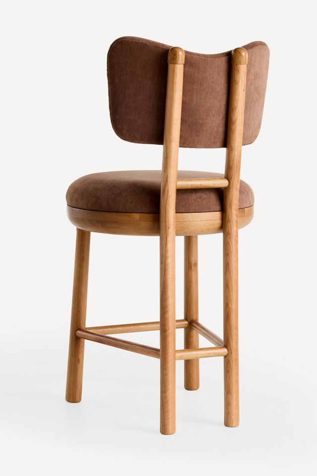 Irie Velvet Oak Wood Counter Stool #3