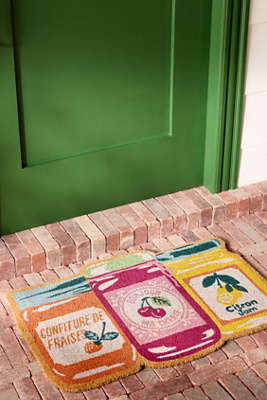Anthropologie Jam Jars Printed Coir Doormat In Multi