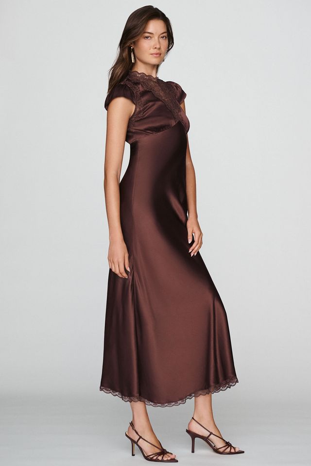 BHLDN Everly Satin Lace Maxi Dress #3