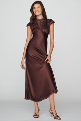BHLDN Everly Satin Lace Maxi Dress
