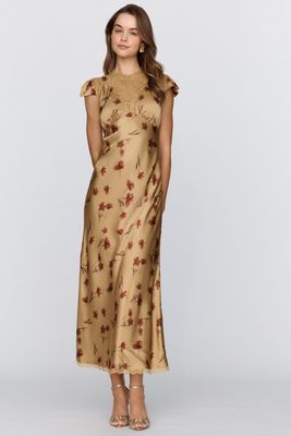 BHLDN Everly Satin Lace Maxi Dress