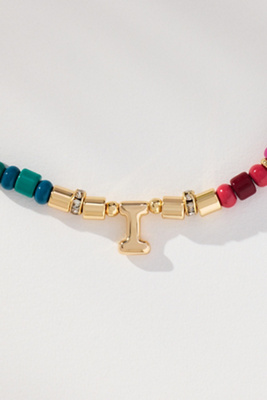 By Anthropologie Beaded Monogram Necklace In Multi