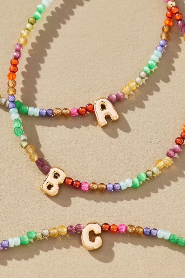 Delicate Beaded Monogram Necklace #1