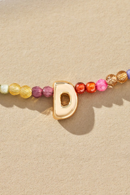 By Anthropologie Delicate Beaded Monogram Necklace In Multi