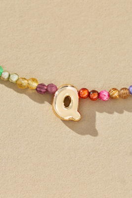 By Anthropologie Delicate Beaded Monogram Necklace In Multi
