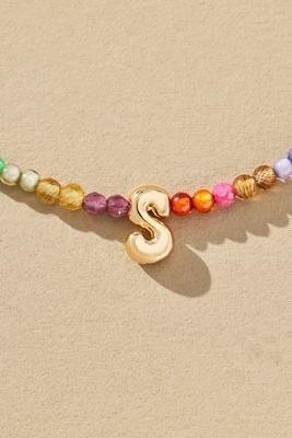 By Anthropologie Delicate Beaded Monogram Necklace In Multi
