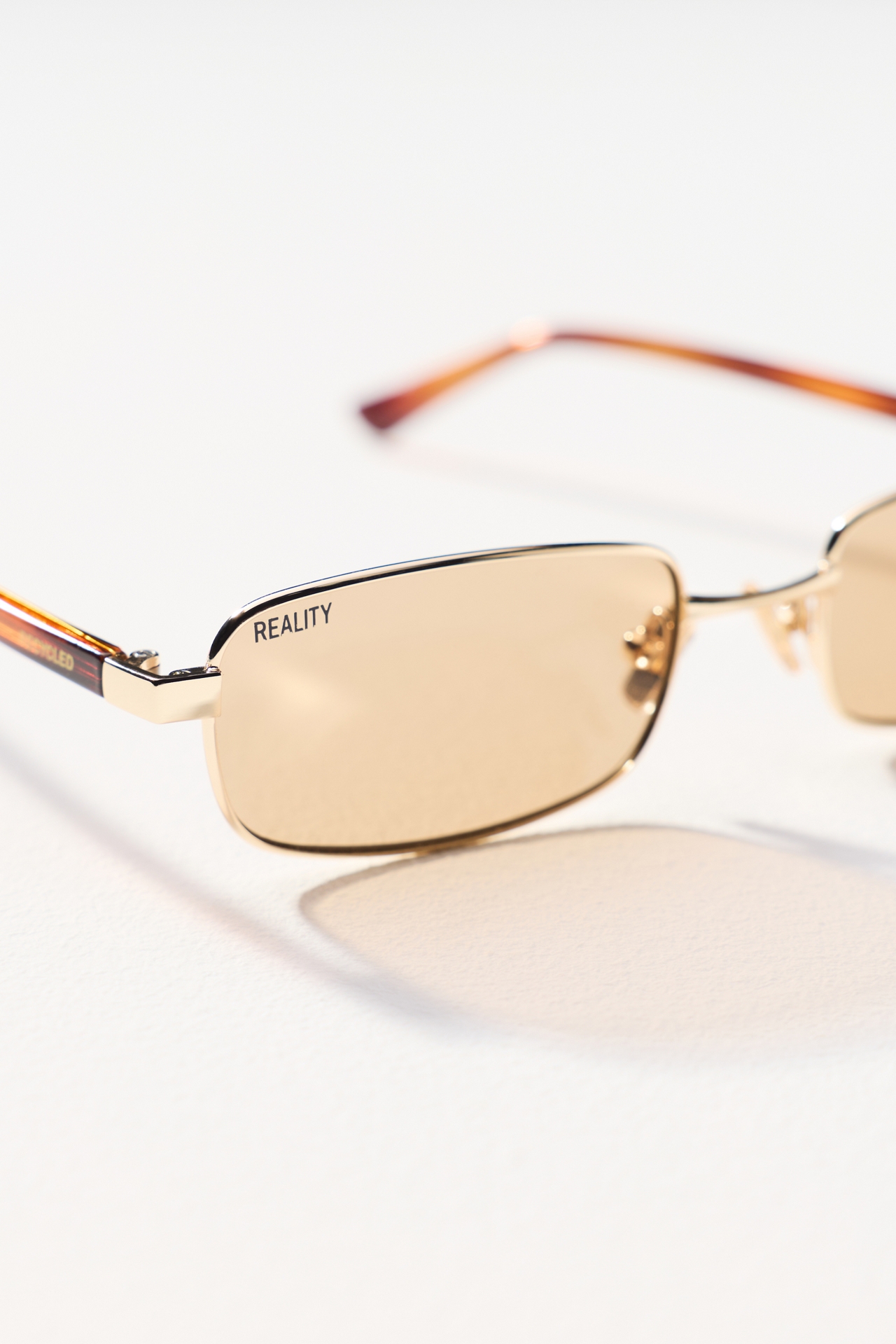 Reality Eyewear Slim Rectangle Metal Sunglasses