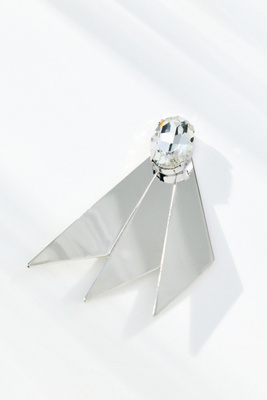 By Anthropologie Angular Crystal Brooch In Silver