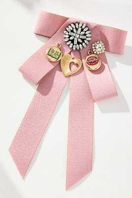 By Anthropologie Varsity Bow Brooch In Pink