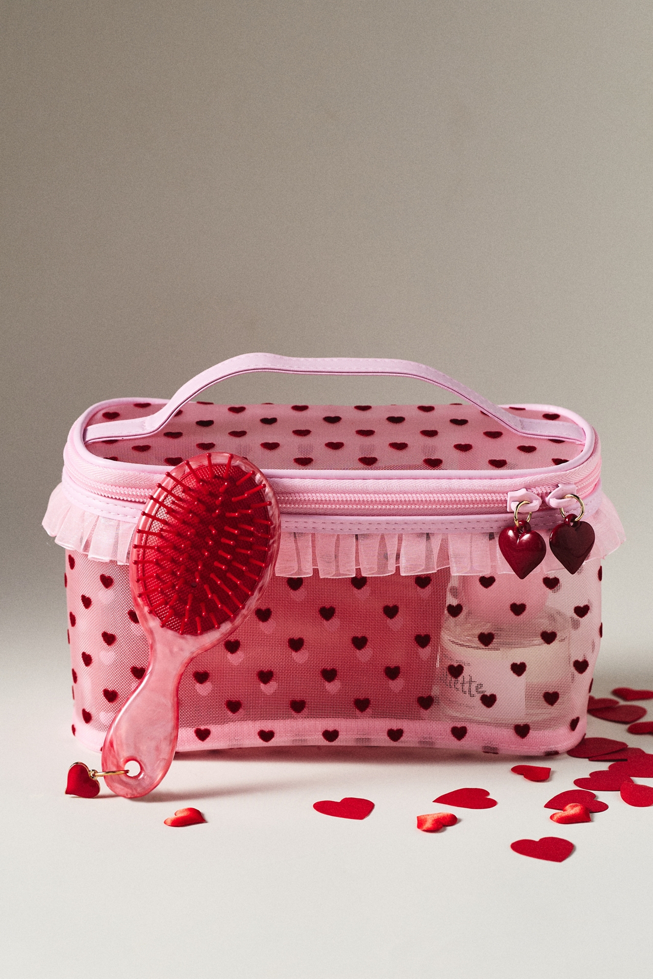 Mesh Hearts Train Case