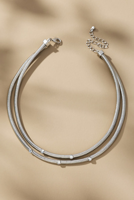 By Anthropologie Crystal Double Collar Necklace In Silver