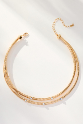 By Anthropologie Crystal Double Collar Necklace In Gold