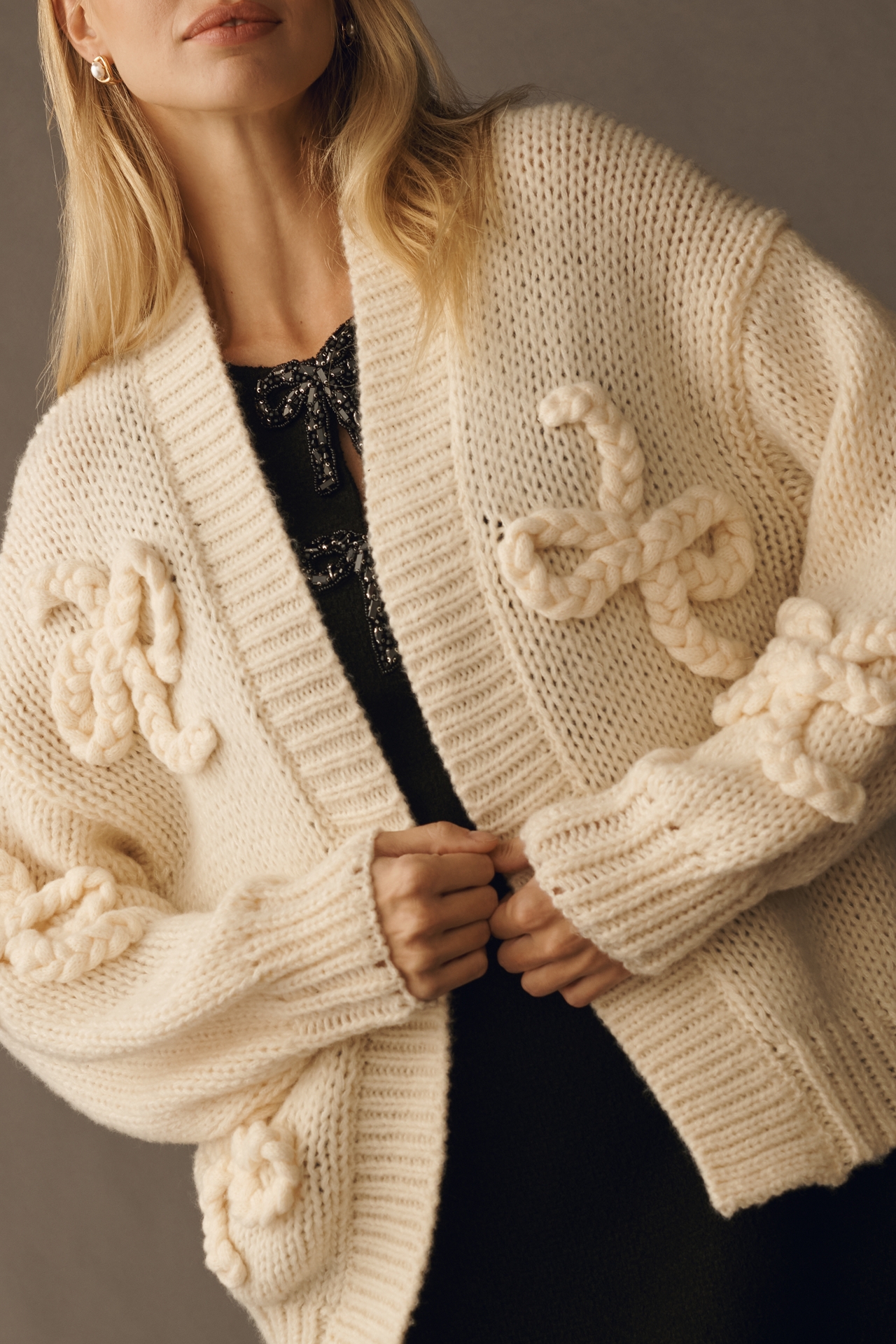 Maeve 3D Embroidered Cardigan Sweater