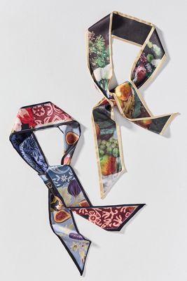 Skinny Floral Hair Scarves, Set of 2