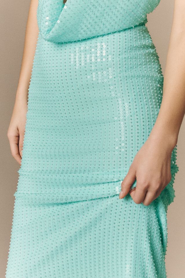 Bardot Nola Sequin Cowl-Neck Maxi Dress | Anthropologie
