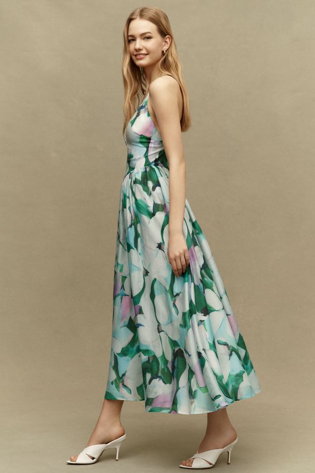 green emerald velvet dress Farm Rio Tropical Tapestry Off-White Halter Neck Maxi Dress – Monelle  Vermont