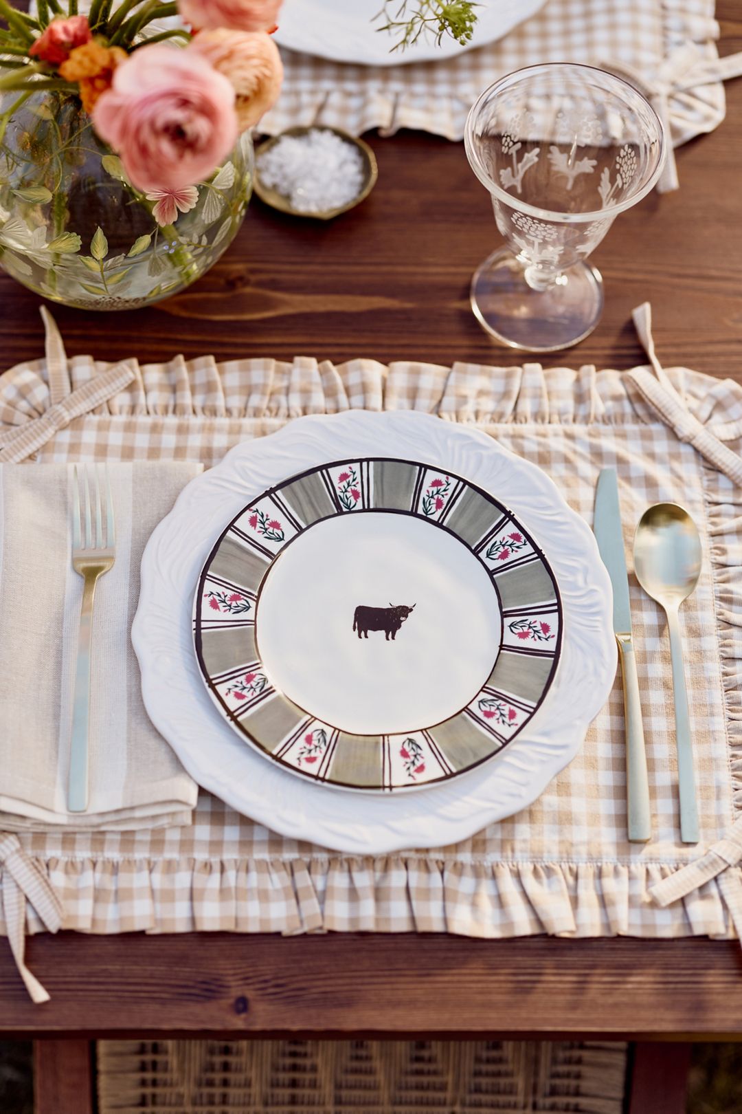 Millie Stoneware Dessert Plate - Cow, One Size