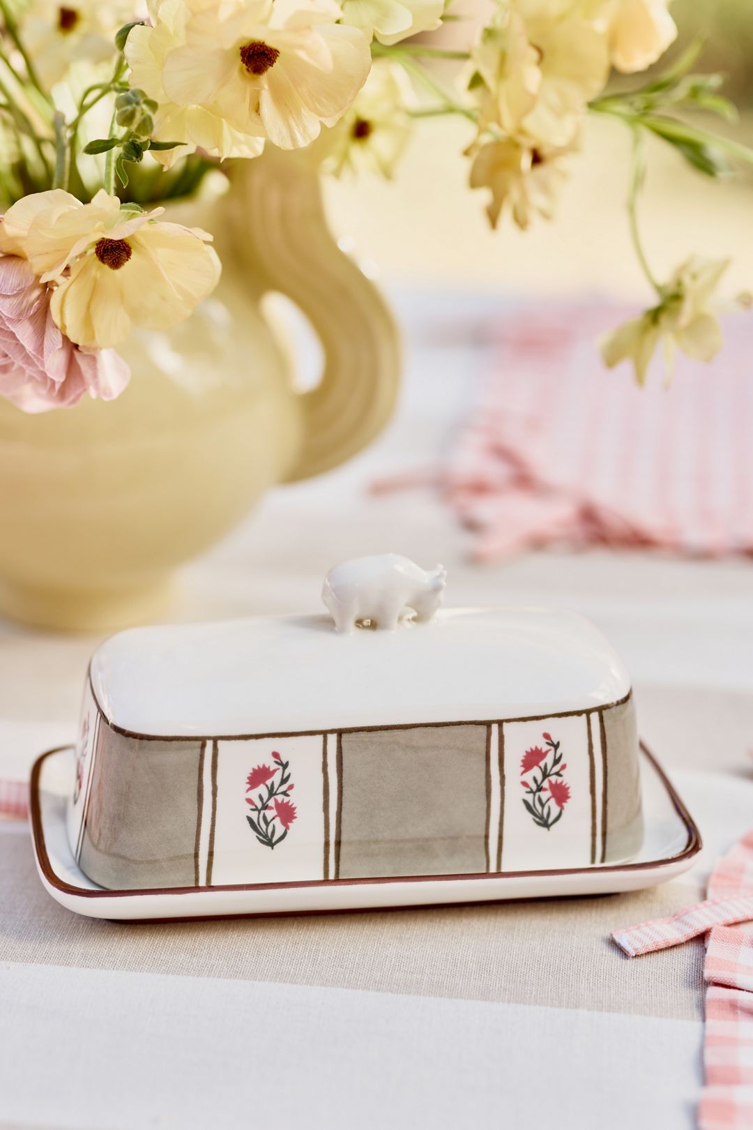 Millie Stoneware Cow Butter Dish - Light Green, Standard, One Size