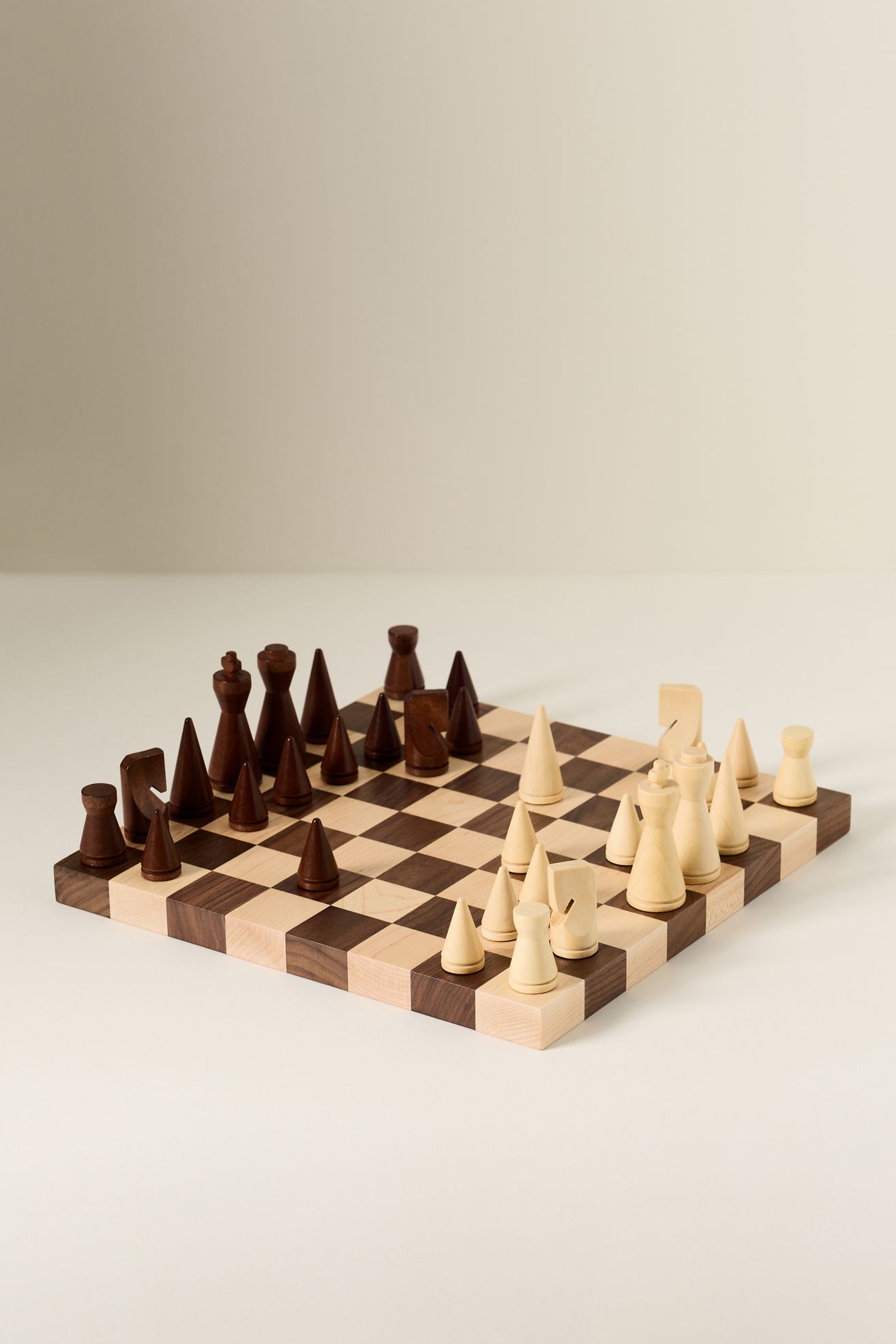 The Minimalist Wood Chess Game - Tan, Standard, One Size