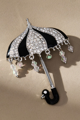 By Anthropologie Mixed Crystal Animal Icon Brooch In Black