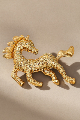 By Anthropologie Mixed Crystal Animal Icon Brooch In Gold