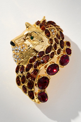 By Anthropologie Mixed Crystal Animal Icon Brooch In Orange