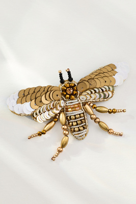 By Anthropologie Beaded Garden Brooch In Gold