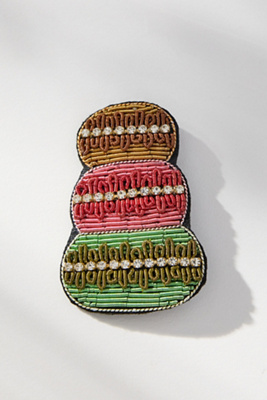 By Anthropologie Small Beaded Icon Brooch In Multi