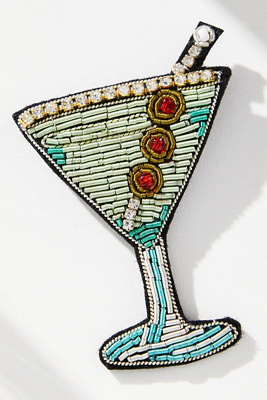 By Anthropologie Small Beaded Icon Brooch In Green
