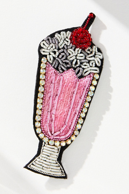 By Anthropologie Small Beaded Icon Brooch In Pink