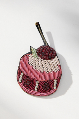 By Anthropologie Small Beaded Icon Brooch In Pink