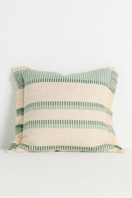 Pieced Stripe Cotton-Blend Woven Cushion Cover 