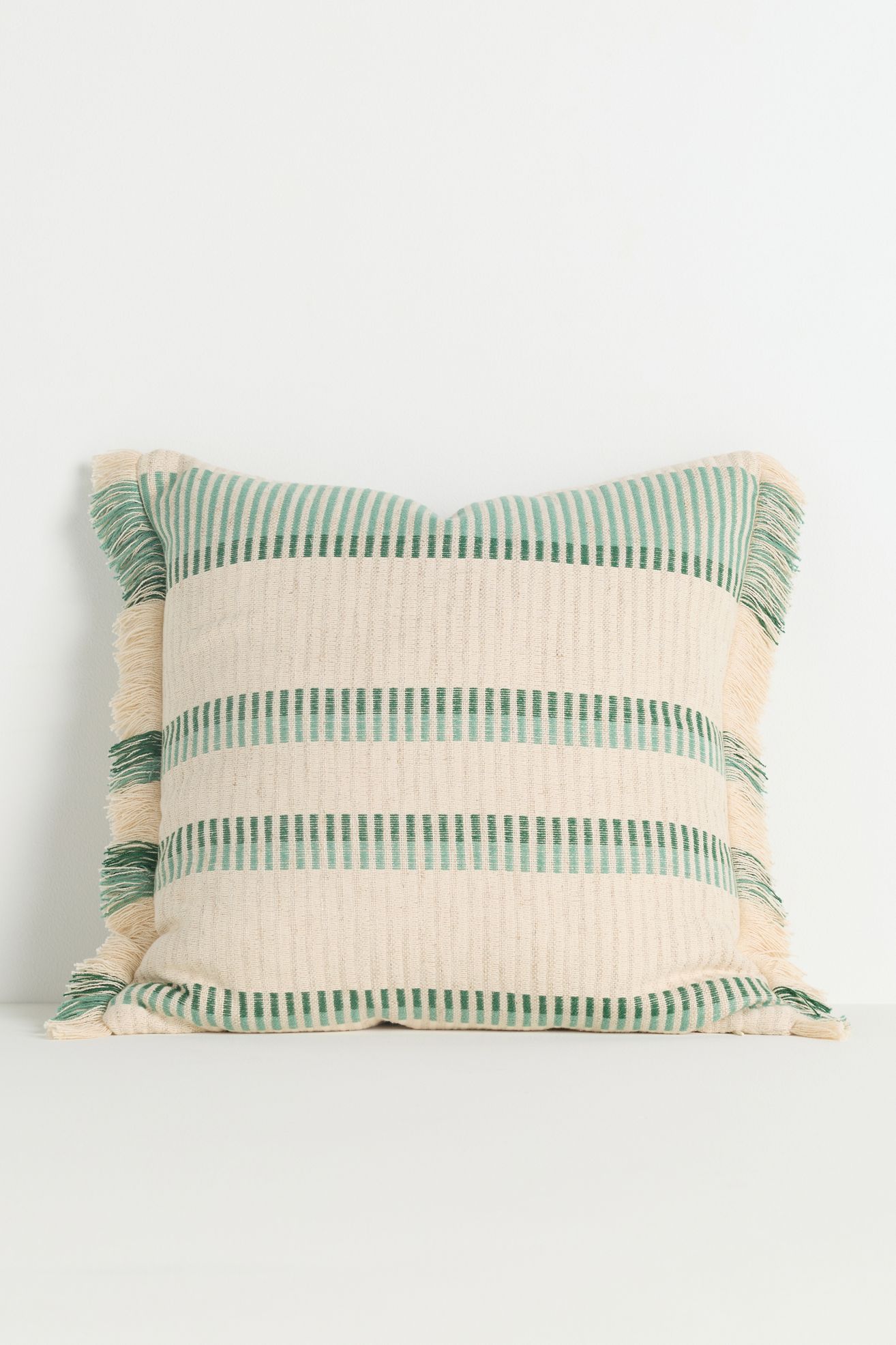 Pieced Stripe Cotton Blend Woven Pillow - Green, 20" X 20"