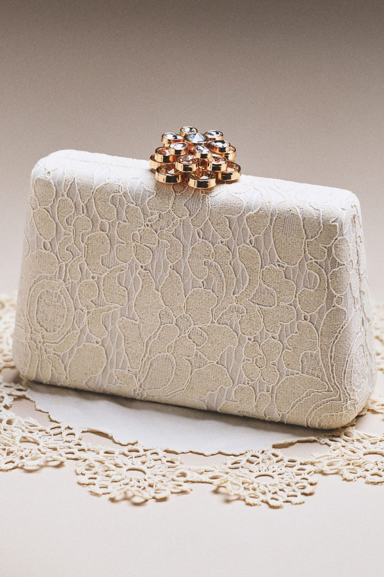 Jewel by Badgely Mischka Rose Lace Frame Clutch