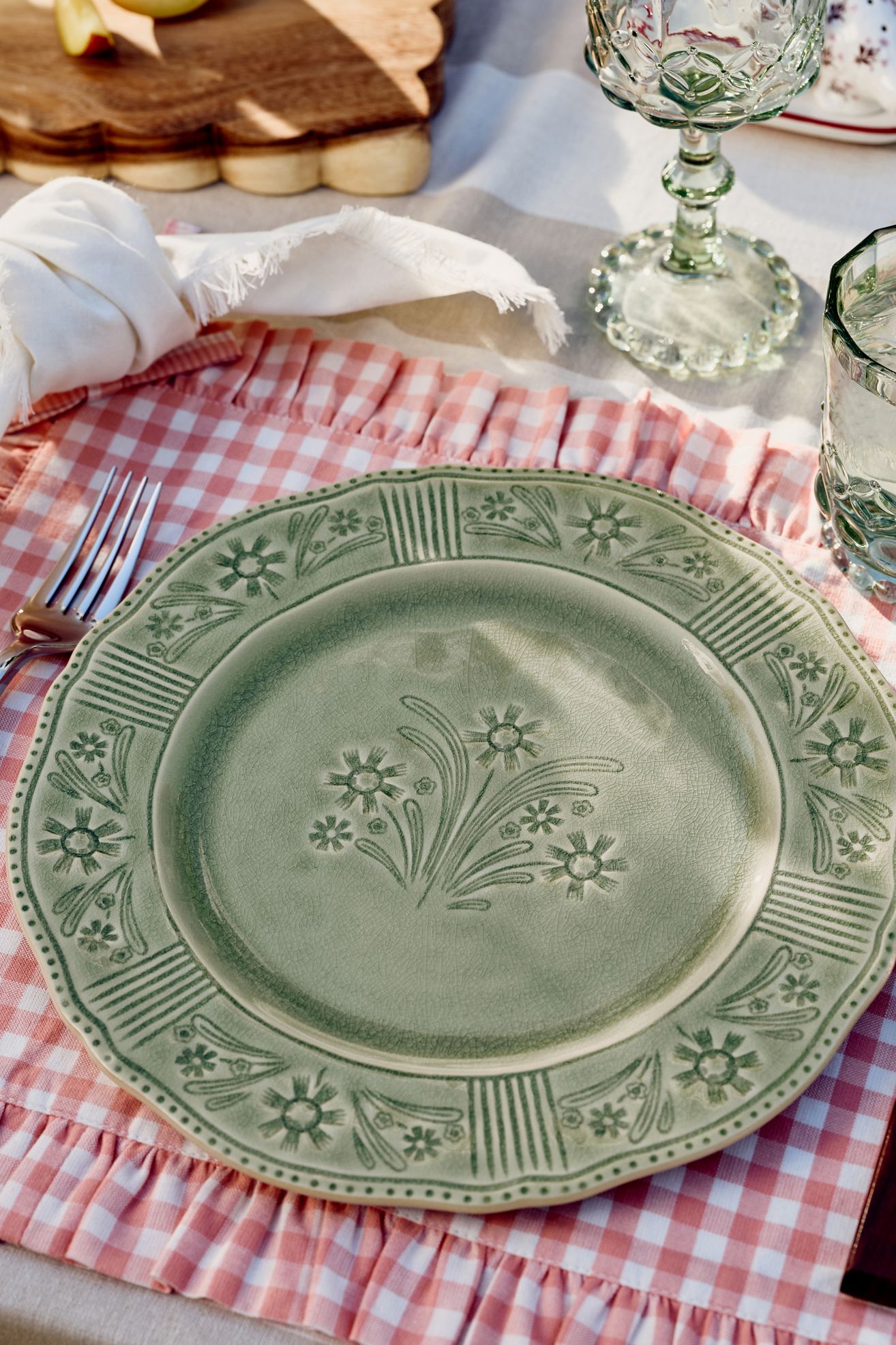 Aster Portuguese Dinner Plates, Set of 12 - Sage, Standard, Set Of 4