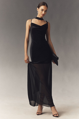 Mare Mare Velvet Scarf-Neck Maxi Dress | Anthropologie