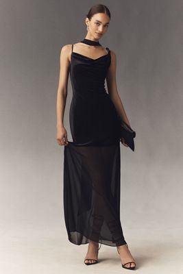 Mare Mare Velvet Scarf-Neck Maxi Dress