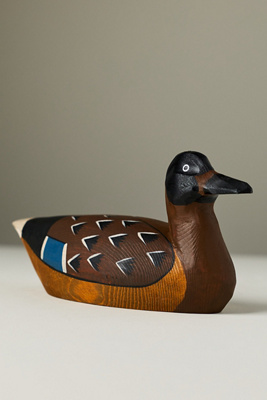 Anthropologie Wooden Mallard Decorative Object In Brown