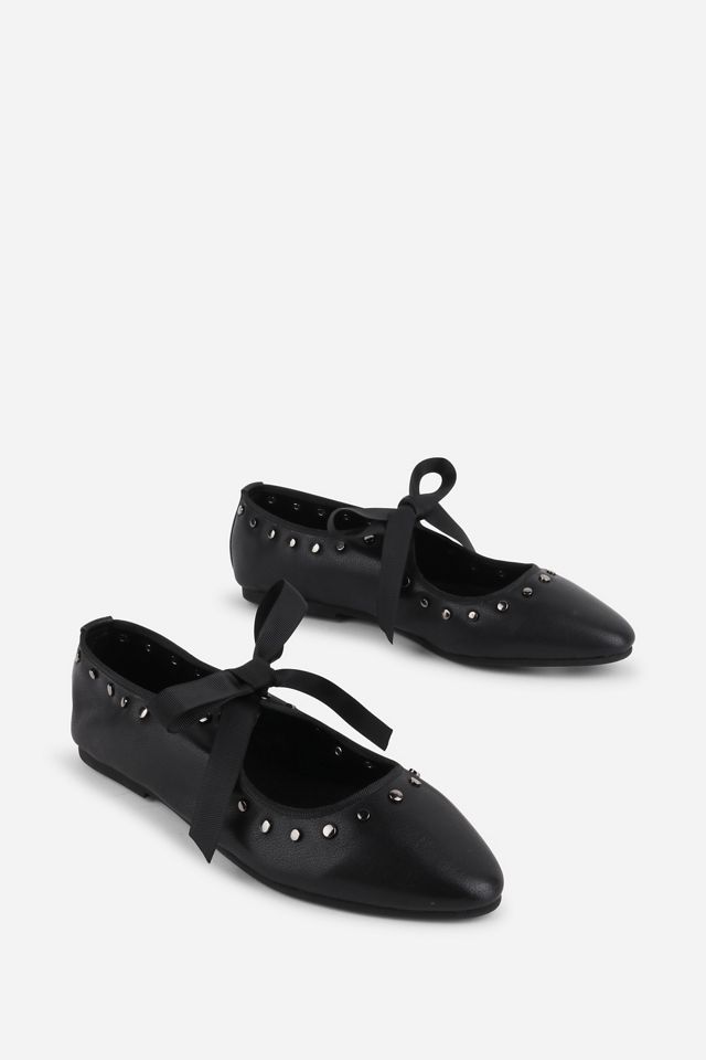 Intentionally Blank Peak Ribbon-Tie Ballet Flats #2