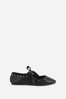 Intentionally Blank Peak Ribbon-Tie Ballet Flats