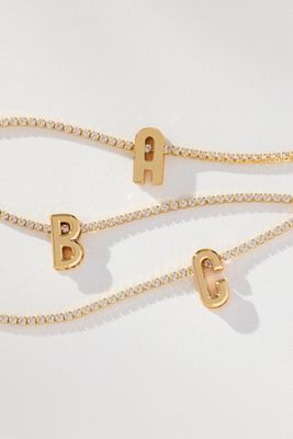 Small Shimmered Monogram Tennis Necklace 
